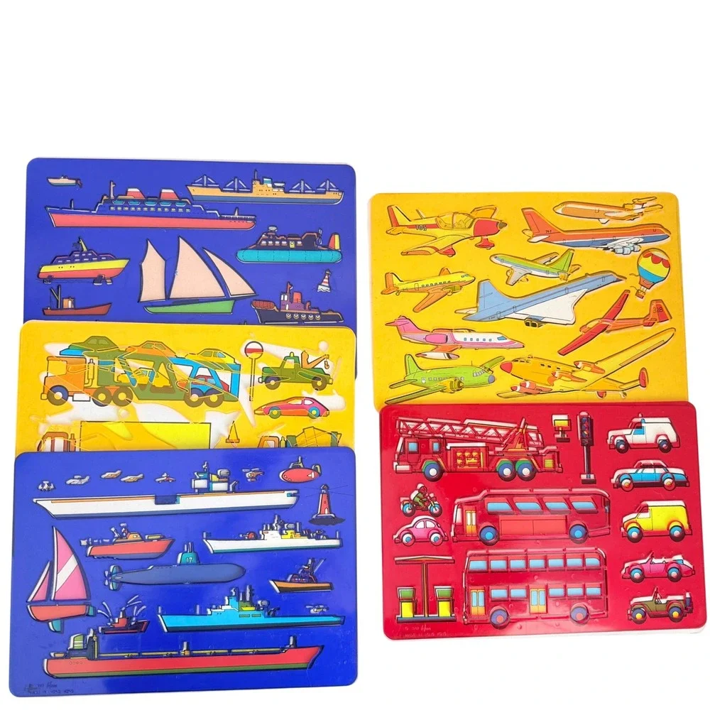 Hano Vintage 1987 Transportation Stencils & Cards Set 4pc Kids Art Hong Kong
